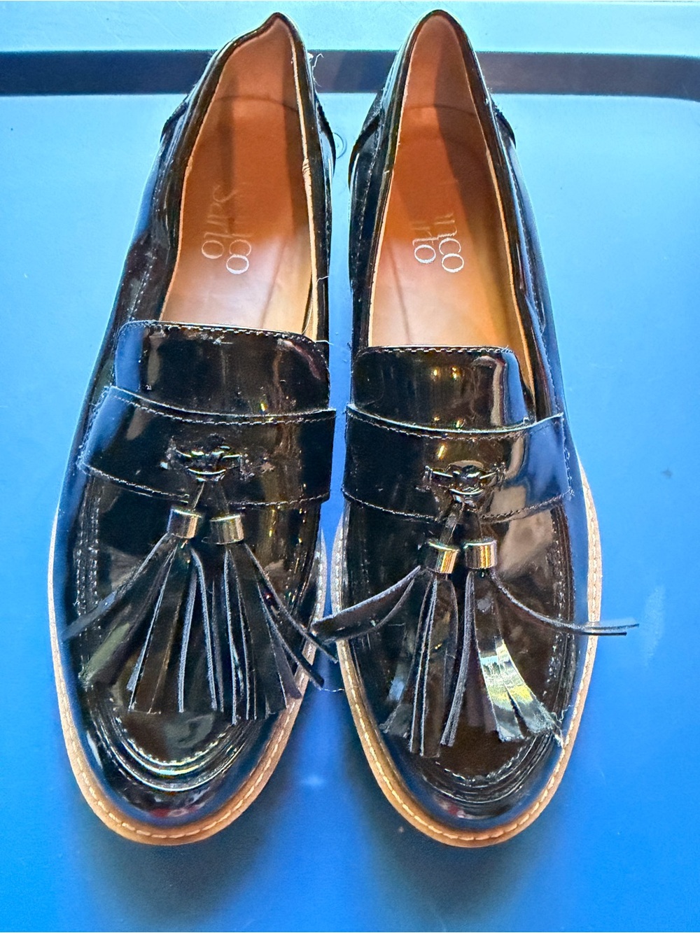 Franco Sarto Black Patent Tassel Loafers
